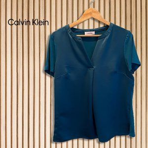 Calvin Klein Satin Top in Deep Teal | Size L | Beautiful jewel tone
